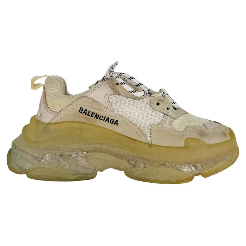 Balenciaga Triple S Clear Sole Sneakers in White Polyester